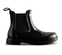 Hunter Bottes femmes Chelsea Commando Gloss - bout rond, talon bloc, gousset élastique - Noir 39