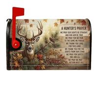 Hunter Couvertures magnétiques pour boîte aux lettres Motif cerf de prière | Fond en bois rustique, couverture de boîte aux lettres, pommes de pin, feuilles d'automne, art de la faune, thème chasseur