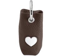 Hunter Distributeur de Sacs à déjections Canines Love Fait à la Main en Cuir de Vachette Souple, avec Application en Forme de cœur, Mousqueton pour Une Fixation Facile, Couleur : Marron