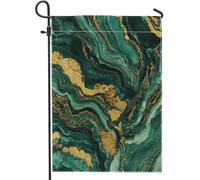 Hunter Drapeau de jardin vertical en toile de jute en marbre vert 30,5 x 45,7 cm double face pour extérieur, drapeau imprimé abstrait moderne pour la maison, l'extérieur