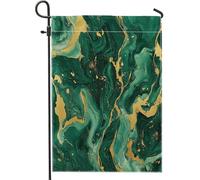 Hunter Drapeaux de jardin en marbre vert 30,5 x 45,7 cm double face pour extérieur, abstrait, moderne, standard, en toile verticale, drapeaux de maison, drapeaux de luxe simples pour l'avant et la