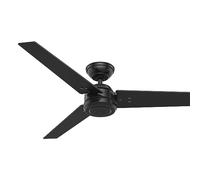 HUNTER FAN Protos, 132 cm, Ventilateur de Plafond Intérieur/Extérieur avec Commande Murale, Finition Noir Mat, 3 Lames Réversibles en Noir Mat et Noyer Gris à Rayures, pour Été et Hiver, Modèle 50624