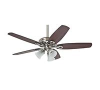 Hunter Fan, Ventilateur de Plafond avec Lumière et Chaîne pour Intérieur, Builder Plus, 5 Pales Réversibles, Couleur Nickel, 132 cm, Idéal Été comme Hiver, Modèle 50561
