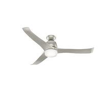 HUNTER FAN Ventilateur de Plafond Harmony 137 cm pour Intérieur, avec Lumière et Télécommande, 3 Pales Réversibles Couleur Nickel Mat, pour Été et Hiver, Modèle 50625