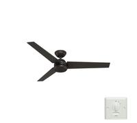 HUNTER FAN Ventilateur de Plafond Protos 132 cm pour Intérieur et Extérieur, avec Commande Murale, 3 Pales Réversibles Couleur Bois Brillant, pour Été et Hiver, Modèle 51220