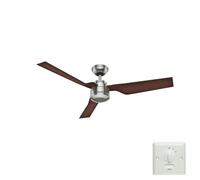 Hunter Fan Ventilateur de Plafond Volo 132 cm pour Intérieur, avec Commande Murale, Nickel Brossé, 3 Pales Réversibles en Hêtre, pour Été et Hiver, Modèle 50630