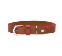 Hunter Garda Collier pour Chien en Cuir de Vachette Souple, Robuste et Confortable, avec Bords contrastés Teints à la Main, fabriqué en Allemagne, Couleur : Cognac/Rose, Taille : 35