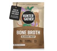 Hunter & Gather Bouillon d’Os de Bœuf en Poudre 400 g | 15 g de Protéines & Collagène de Bœufs Européens Nourris à l’Herbe | Instantané, Sans Gluten | Prêt à l’Emploi | 74 kcal/portion