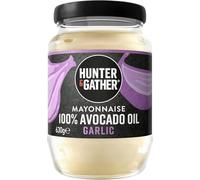 Hunter & Gather Mayonnaise à l'Huile d'Avocat et à l'Ail 630g | Fabriqué du d'œuf pasteurisé de poules britanniques élevées en plein air | Mayonnaise paléo, céto, sans sucre et sans gluten