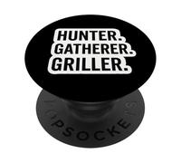 Hunter Gatherer Griller Master Carnivore Diet Funny BBQ Blague PopSockets PopGrip Adhésif