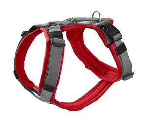 Hunter Harnais pour Chien Maldon Up - Couleur : Rouge/Gris - Rembourrage Doux et Confortable - Hautement réfléchissant grâce à 3M Scotchlite - Réglable en 4 Positions - avec poignée rembourrée (à