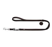 HUNTER Laisse de Dressage Confortable en Cuir de Vachette véritable 15/200 - Marron foncé/Noir