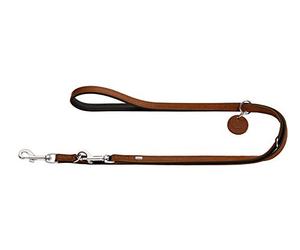 HUNTER Laisse d'entraînement Comfort, 20/200 en Cuir de Vachette véritable Souple, Cognac/Noir