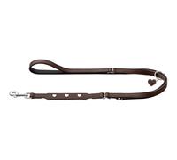 HUNTER Laisse réglable Love pour Chien, Couleur : Marron/Noir, Cuir Nappa de Vachette Souple, 3 possibilités de réglage, cœurs Cousus, Finition de qualité, fabriquée en Allemagne, Taille 13/200