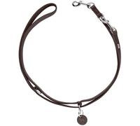 HUNTER Laisse Réglable pour Chien Aalborg Tressée Couleur Brun Foncé - Cuir Premium Durable Tressé à la Main avec Anneaux toriques Porte-clés Taille 20/200
