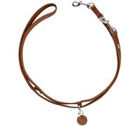 HUNTER Laisse réglable pour Chien Aalborg tressée - Couleur : Cognac - 3 Positions de réglage - Cuir de Vachette Robuste - Anneaux toriques tressés - Fabriquée en Allemagne - Taille 15/200