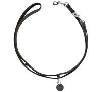 HUNTER Laisse réglable pour Chien Aalborg tressée - Couleur : Noir - Cuir Souple tanné à la Graisse - 3 Positions de réglage - avec Anneaux toriques et Porte-clés - Taille 15/200