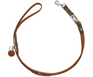 HUNTER Laisse réglable pour chien LEMVIG - Couleur : cognac/olive - En cuir - Réglable en 3 positions - Résistante et résistante - Confortable, élégante et tendance - Fabriquée en Allemagne - Taille :