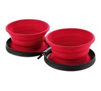 Hunter List Gamelle de Voyage Pliable 2 en 1, en Silicone de Qualité Alimentaire, avec Pochette Zippée, Rouge, Peu Encombrante et Légère, Idéale pour Les Déplacements, Taille Unique
