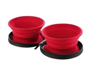 Hunter List Gamelle de Voyage Pliable 2 en 1, en Silicone de Qualité Alimentaire, avec Pochette Zippée, Rouge, Peu Encombrante et Légère, Idéale pour Les Déplacements, Taille Unique