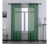 Hunter Lot de 2 Rideaux Semi-Transparents à œillets pour Chambre à Coucher et Salon Vert 213,4 cm de Long