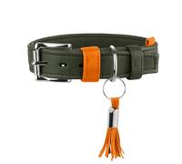 Hunter Portofino Collier pour Chien en Cuir de qualité supérieure, Extra Doux, rembourré et respectueux de la Fourrure, avec Bords repliés, Toucher élégant, fabriqué en Allemagne, Couleur : Olive