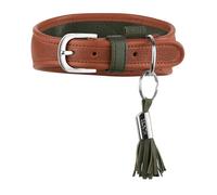 Hunter Portofino Collier pour lévrier en Cuir de qualité supérieure - Forme Anatomique et rembourrée Extra Douce - Doux pour la Fourrure - Fabriqué en Allemagne - Couleur : Cognac/Olive - Taille