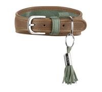 Hunter Portofino Collier pour lévrier en Cuir de qualité supérieure - Forme Anatomique et rembourrée Extra Douce - Doux pour la Fourrure - Fabriqué en Allemagne - Couleur : Taupe/Turquoise - Taille