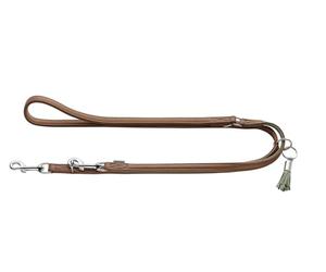 Hunter Portofino Laisse réglable en cuir de qualité supérieure pour chien - Réglable sur 3 positions - Souple et souple - Pour porter autour du cou - Fabriquée en Allemagne - Couleur : taupe/turquoise
