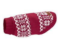 HUNTER Pull pour Chien Birka - Pull en Tricot Chaud pour Chien - Fil Chenille Doux - Col roulé et Motif norvégien - Lavable en Machine à 30 °C - Couleur : Rouge - Taille : 40