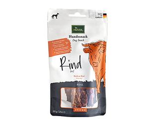 HUNTER Real Sticks Snack pour Chien, Goût Bœuf, sans Céréales ni Sucres ajoutés, Monoprotéine, Récompense Occasionnelle Riche en Protéines, Délicieux et Adapté aux Besoins de l’Animal, 80 g