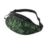Hunter Sac banane à bandoulière avec sangle réglable pour homme et femme Motif pétales floraux Vert, Noir , Taille unique, Sac à dos décontracté