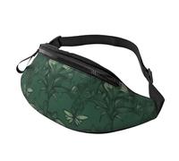 Hunter Sac banane personnalisé à motif floral vert, léger et polyvalent pour les aventures quotidiennes et en plein air, Noir , Taille unique, Sac à dos décontracté
