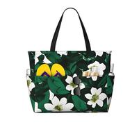 Hunter Sac de voyage léger et pliable en toile Motif pétales de fleurs Vert