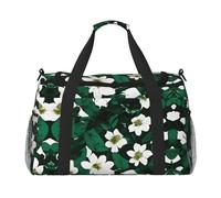 Hunter Sac de voyage réutilisable à motif pétales de fleurs Vert Grand sac fourre-tout pour les activités de plein air, le sport, le camping et les courses, noir, One Size