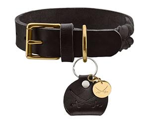 HUNTER Sansibar Collier pour Chien en Cuir Solide tressé 50 (S-M) Noir