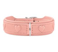 HUNTER Soho X Love Collier pour Chien, Couleur : Rose Clair, Cuir de Vachette, Doux et Souple, rembourré et respectueux du Pelage, cœurs Cousus, léger, pour Petits Chiens et Chiots, fabriqué en