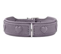 HUNTER Soho X Love Collier pour Chien en Cuir de Vachette Doux et Souple, rembourré et respectueux du Pelage, cœurs Cousus, léger, pour Petits Chiens et Chiots, fabriqué en Allemagne, Taille : 42