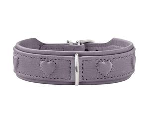 HUNTER Soho X Love Collier pour Chien en Cuir de Vachette, Doux et Souple, rembourré et respectueux du Pelage, cœurs Cousus, léger, pour Petits Chiens et Chiots, fabriqué en Allemagne, Taille : 32