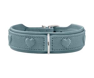 HUNTER Soho X Love Collier pour Chien en Cuir de Vachette Doux et Souple, rembourré et respectueux du Pelage, cœurs Cousus, léger, pour Petits Chiens et Chiots, fabriqué en Allemagne, Taille : 32