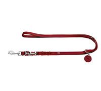 HUNTER Solid Education Laisse réglable pour Chien, Couleur : Rouge, Cuir, tressé, Robuste, Souple, Taille : 18/200