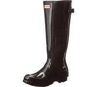 HUNTER Femmes Gloss Retour Réglable Wellington Hiver Neige Bottillon - Noir - 40/41
