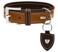 HUNTER Tara - Collier pour Chien - en Cuir de Jute - Résistant aux intempéries - 85 (XXL) - Cognac/Marron foncé