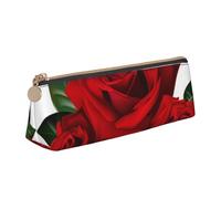 Hunter Trousse à crayons triangulaire en cuir PVC avec fermeture éclair pour l'école, le bureau, les voyages Vert, Rose gothique, One Size, Cartable