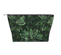Hunter Trousse de maquillage avec imprimé pétales floraux Vert trapézoïdal Rangement élégant pour beauté et cadeaux pour femmes et filles, Motif floral vert chasseur, Taille unique, Trousse de