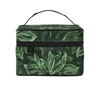 Hunter Trousse de maquillage de voyage avec poignée Motif pétales floraux Vert Grande capacité Cadeau pour femmes et filles, Noir , Taille unique, Trousse de maquillage