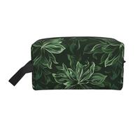 Hunter Trousse de maquillage légère et compacte avec poignée Motif pétales floraux Vert, blanc, Taille unique, Trousse de maquillage