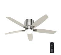 Hunter Valencia 52932 Ventilateur de plafond d'intérieur à profil bas en nickel brossé avec kit de lumière LED et télécommande portable, fonctionnement été/hiver, 132 cm