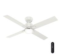 Hunter Ventilateur de plafond Mila, 132 cm, installation expresse, blanc frais, avec kit d'éclairage LED et télécommande portable, fonctionnement été/hiver, modèle 52923