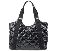HunterBee Grand sac fourre-tout matelassé en nylon pour femme - Sac à main rembourré - Sac à main à bandoulière - Imperméable, Noir, Taille unique